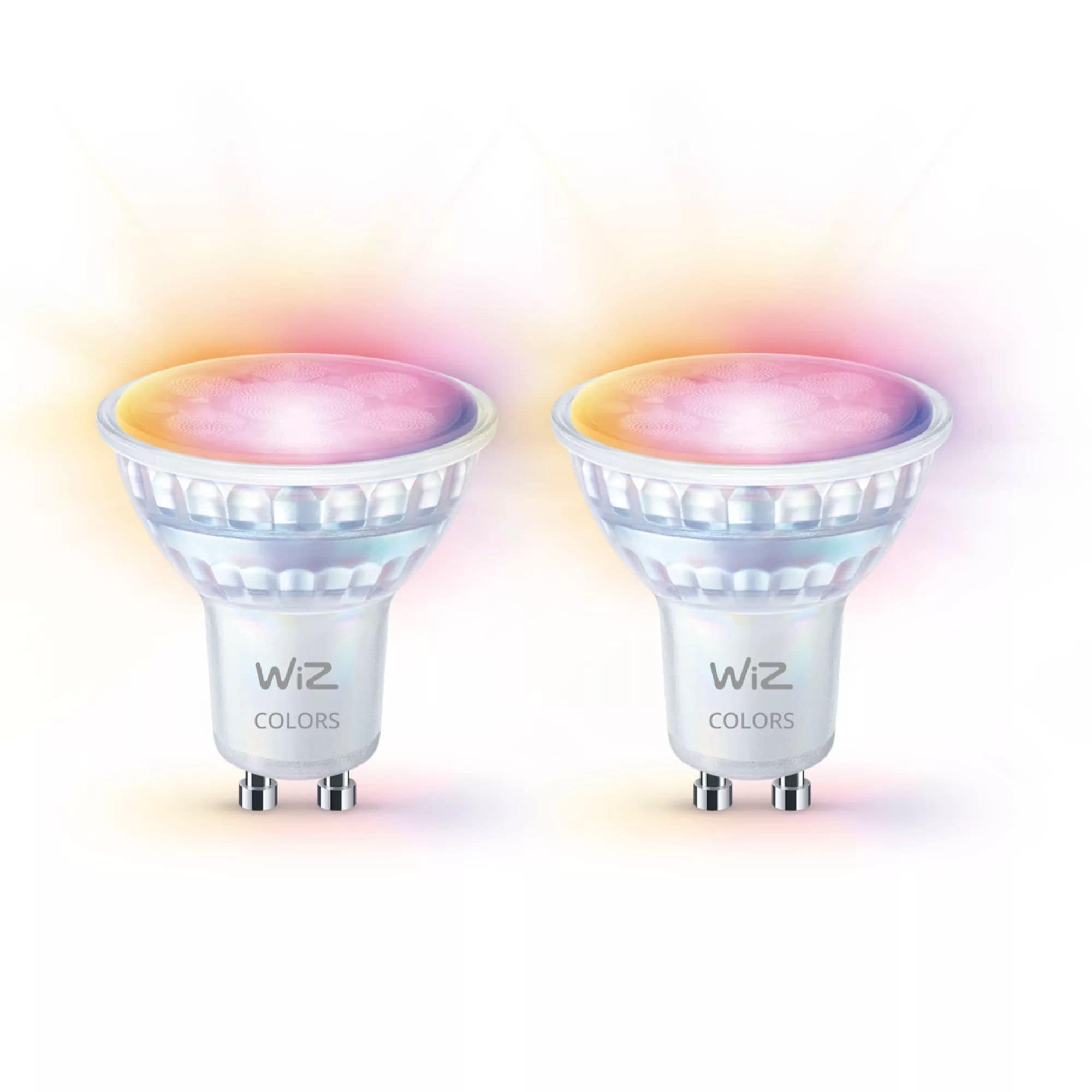 WiZ LED Intelligentes Leuchtmittel 55 mm Multi Tunable White & Color Glas Spot GU10 PAR16 Doppelpack (Weiß) 8720169076723