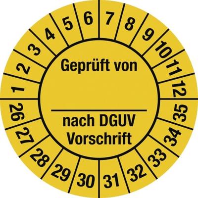 Dreifke® Prüfplakette Geprüft...DGUV Vorschrift, 2026-2035, Folie, Ø 25 mm,10 Stück/Bogen