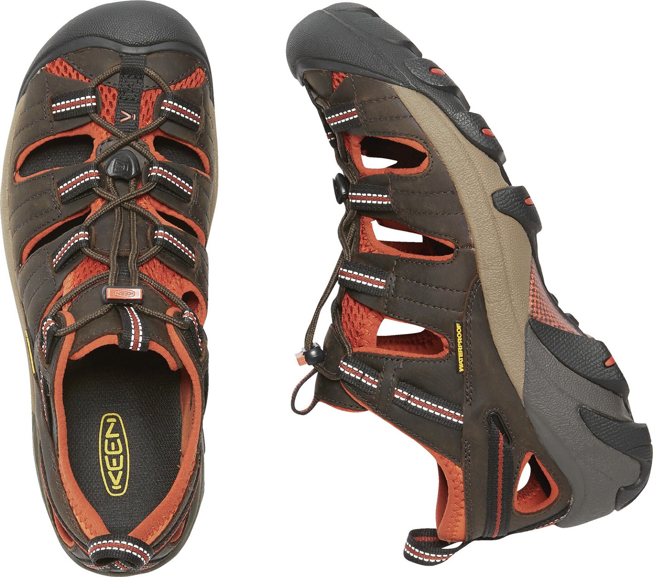 Sandale KEEN "ARROYO II", Herren, Gr. 42, grün (schwarz olive, bombay braun), Leder, Schuhe Sandale schwarz olive, bombay braun 42
