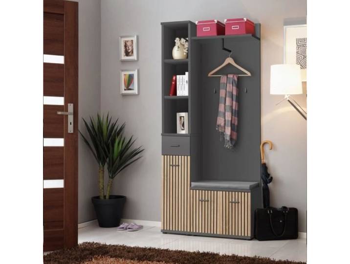Ensemble Vestiaire 3P  Marco  203cm Naturel & Gris
