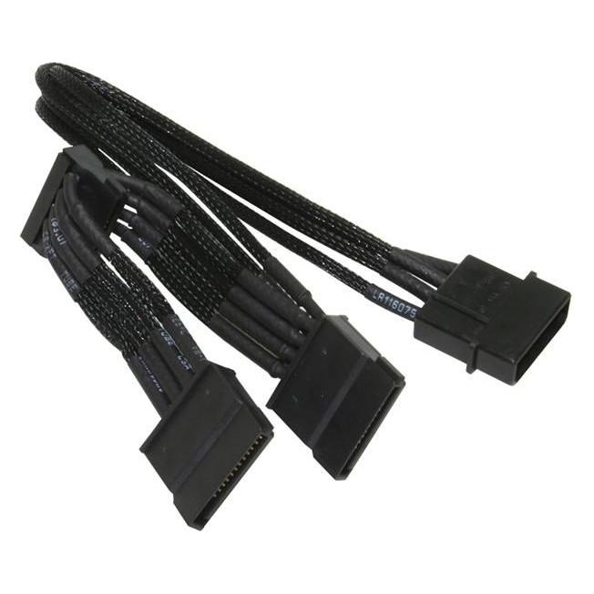 NZXT Molex zu 3x SATA Adapter 20cm - premium sleeved black (20 cm, SATA) (CB-43SATA)