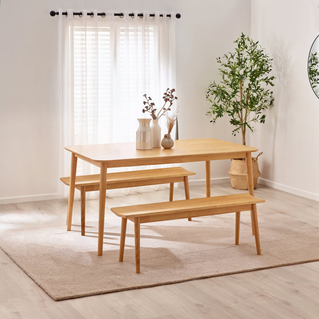 Rosalind Wheeler Drea Wooden Dining Table Set with 6 Soild Wood Dining Chairs - Traditional Farmhouse Kitchen Style Brown 4