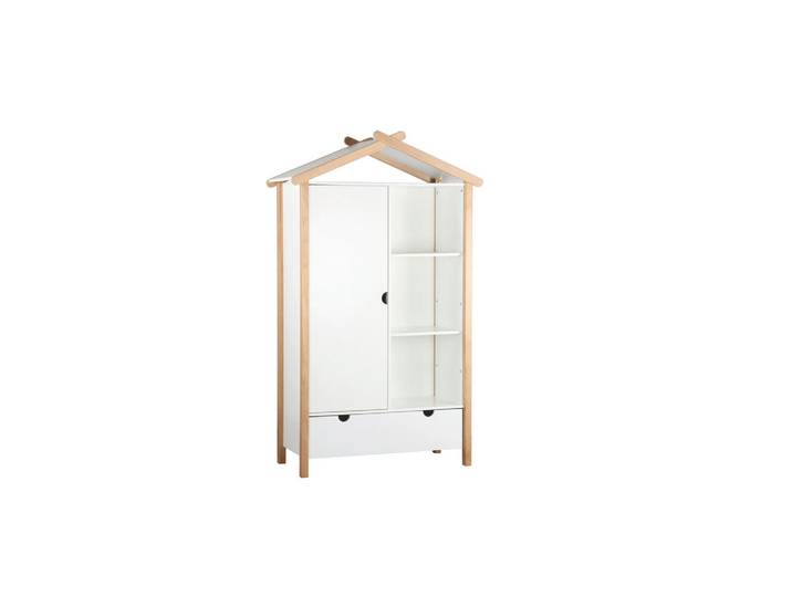 Livetastic Drehtürenschrank, Natur, Weiß, Holz, Kiefer, massiv, 3 Fächer, 1 Schublade(n) Schubladen, 112x187x51 cm, Kinderzimmer & Jugendzimmer, Jugendmöbel, Jugendkleiderschränke
