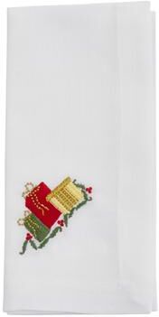 "Saro Lifestyle Embroidered Table Napkins With Gifts Design (Set of 4) - 20""x20"""