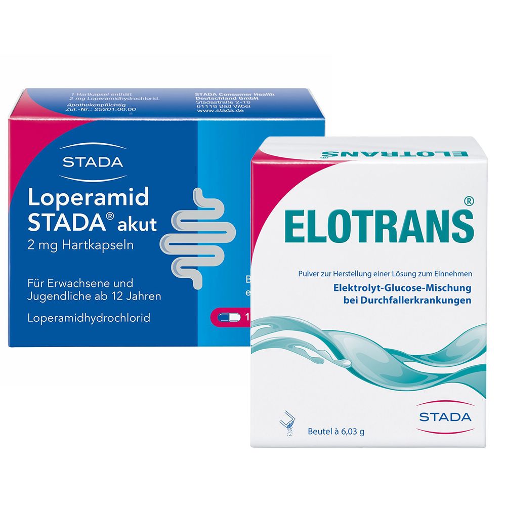 Elotrans Pulver & Loperamid Stada akut 2 mg Hartkapseln 1 St Set