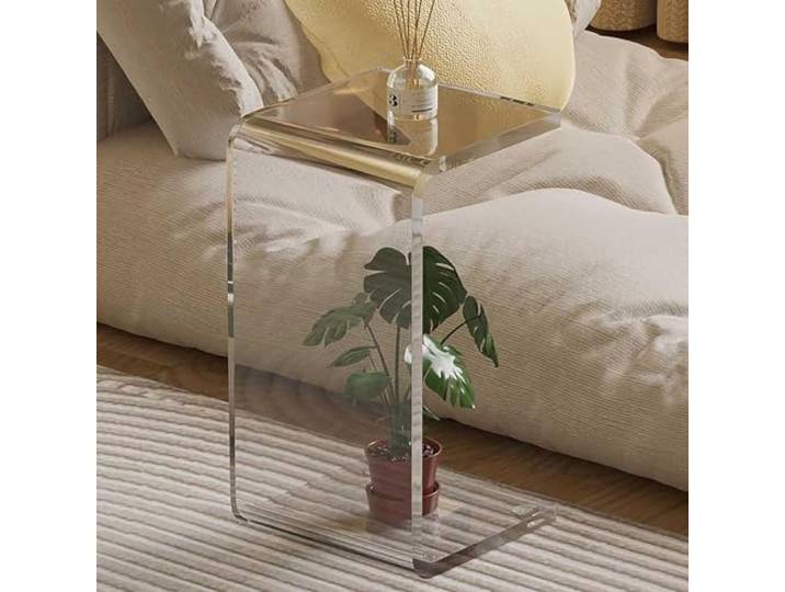 Table Beistelltisch Acryl Möbel C Form Beistelltische Für Couch Sofa Moderner Couchtisch Minimalistischer Tisch Praktischer Wohnzimmertisch Transparent Sofatisch Seitentisch(Stil 2,30x30x55cm)