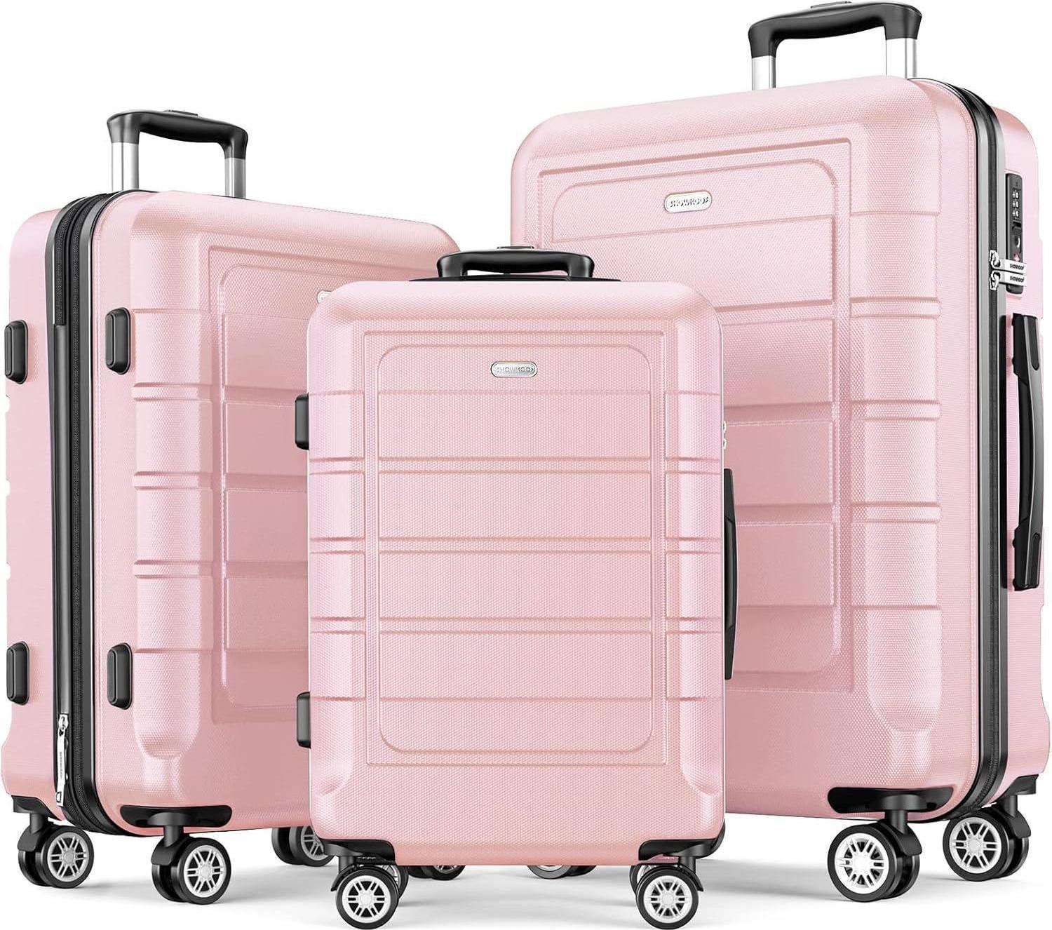 SHOWKOO Kofferset 3-teilig Hartschale ABS+PC Rollen TSA-Schloss (M L XL