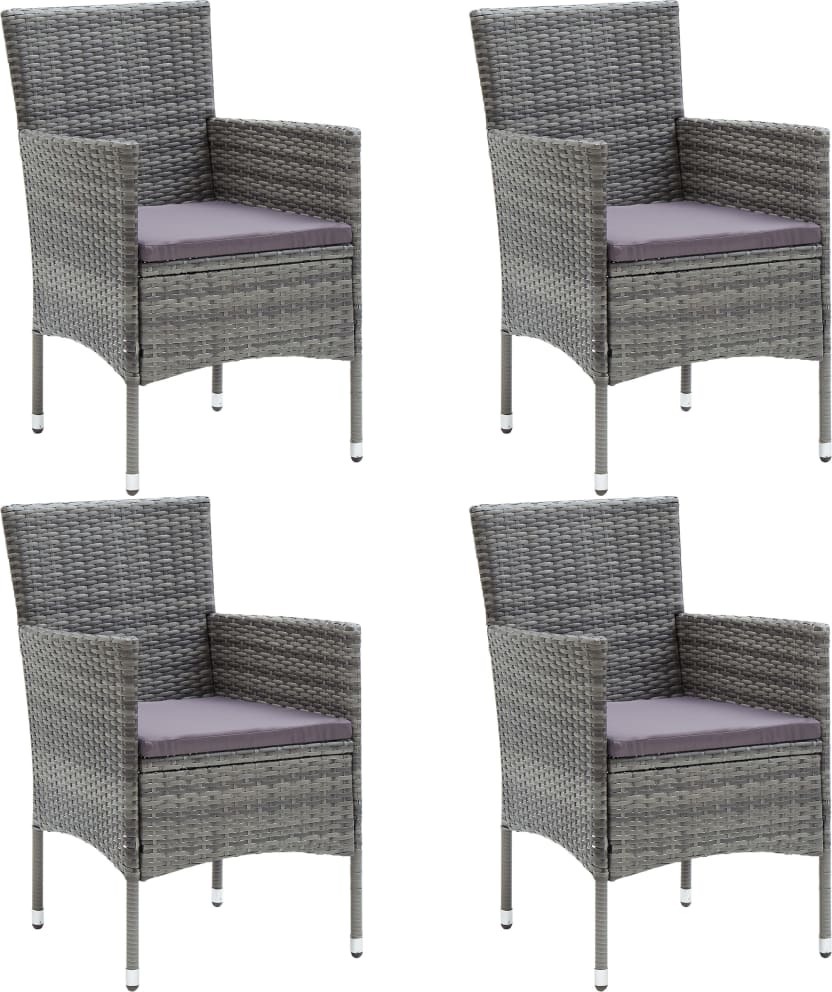 Garten-Essstühle 4 Stk. Poly Rattan Grau