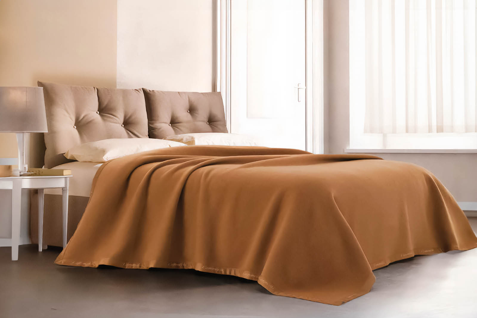 Materassi e doghe Coperta Double Face KASHMIR Cammello Singolo