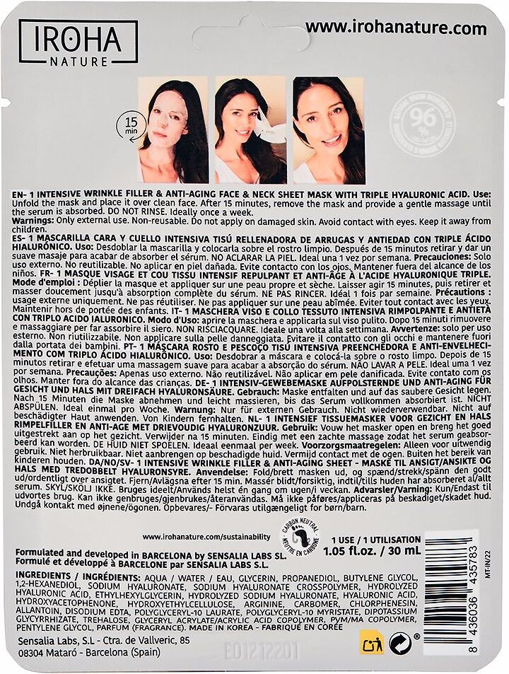 Iroha Nature Wrinkle Filler & ANTI-AGE wrinkle filler face & neck mask 30 ml