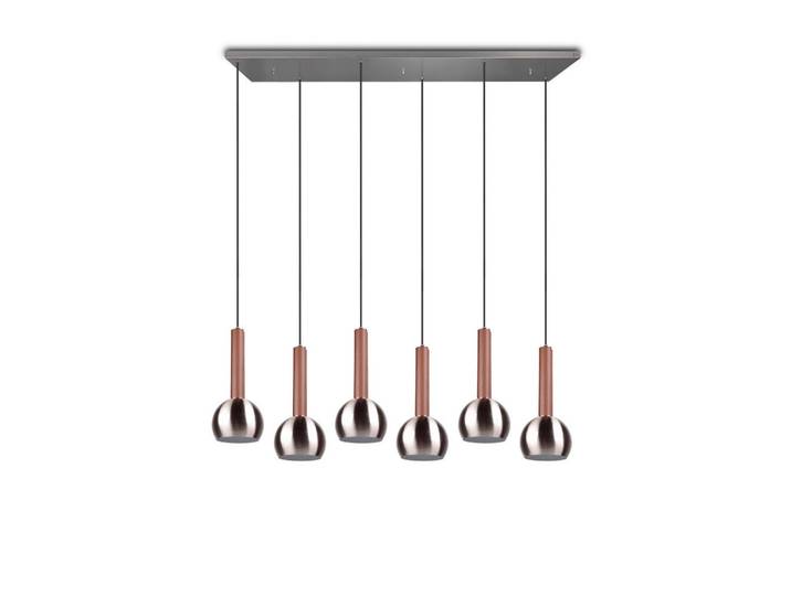 Trio Leuchten Hängeleuchte Ciliana, Braun, Nickelfarben, Metall, Echtleder, 38x200x153 cm, Lampen & Leuchten, Innenbeleuchtung, Hängeleuchten, Pendelleuchten