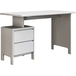 Schreibtisch mit Massivholzplatte Weiß