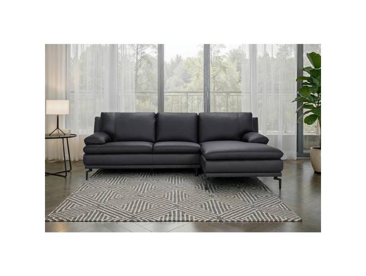 P & B Ecksofa, Schwarz, Echtleder, Büffelleder,Büffelleder, 248x158 cm, Wohnzimmer, Sofas & Couches, Wohnlandschaften, Ecksofas