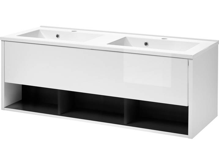 Waschtisch HOME AFFAIRE Studio Line, Waschtisch inkl. Waschbecken, modernes Design , schwarz-weiss (weiß anthrazit), B:120cm T:47cm, Waschtische, Waschtisch, in zwei Farben verfügbar, ausreichend Stauraum