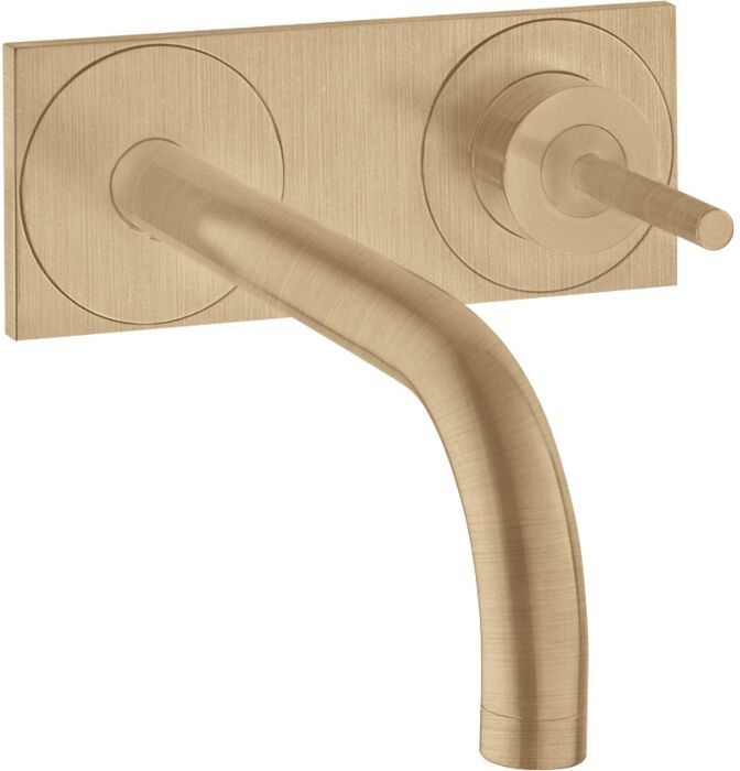 Hansgrohe Axor Uno Fertigmontageset 38112140 Unterputz-Waschtischarmatur, Pin-Griff, Platte, Ausladung 165 mm, brushed bronze