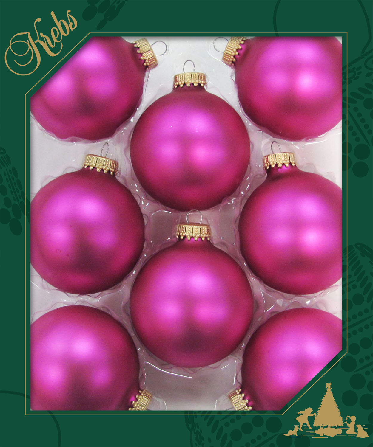Weihnachtsbaumkugel KREBS GLAS LAUSCHA "CBK70279", pink, Ø:7cm, Glas, Weihnachtsbaumkugeln, Weihnachtsbaumkugel, aus Glas pink 7cm