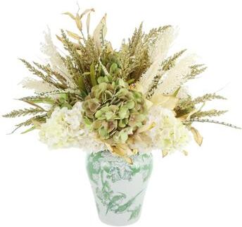 Creative Labs Fall Hydrangea, Heather and Pampas Arrangement in Decorative Ceramic Vase