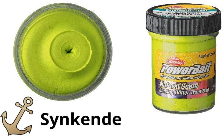 Berkley Powerbait Sinking Chartreuse Glitter Trout Dough