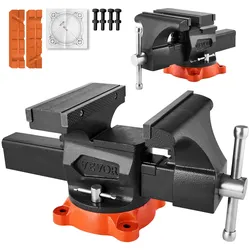 VEVOR Schraubstock, 203 mm Backenbreite, 203 mm max. Backenöffnung, 360° schwenkbare Feststellbasis, 94 mm Ausladung, Werkbank-Schraubstock aus Sphäroguss, Zweiwege-Backen zum Einspannen runder Rohre