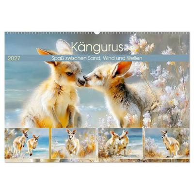 Kängurus. Spaß zwischen Sand, Wind und Wellen (Wandkalender 2027 DIN A2 quer), CALVENDO Monatskalender