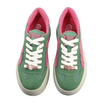 Trainingsschuh BUFFALO "Buffalo CAJO", Damen, Gr. 39, grün (grün, pink), Polyurethan, Schuhe