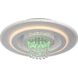 Just Light, Wandleuchte + Deckenleuchte, Deckenlampe TOLAGO RGB Kristall Prismen weiss, dekorativ Lichteffekt RGB (2800 lm)