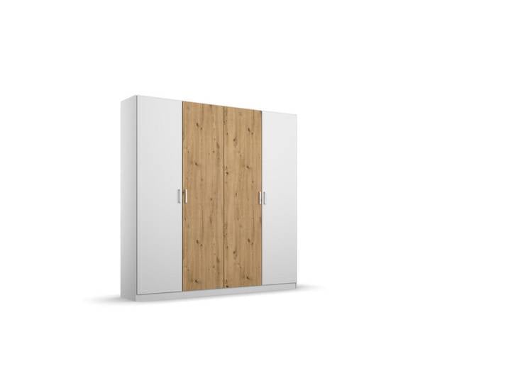 Rauch Möbel Drehtürenschrank, Weiß, Eiche Artisan, 2 Fächer, 181x210x54 cm, Schlafzimmer, Kleiderschränke, Drehtürenschränke