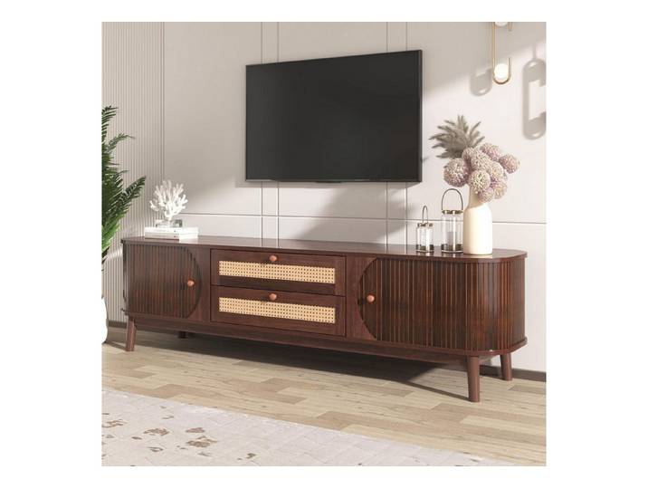 LuxusKollektion TV-Bank TV-Schrank Naturholz Rattan Landhausstil (1 St)