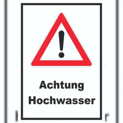 HB-Druck Achtung Hochwasser Schild A0 Rückseite selbstklebend