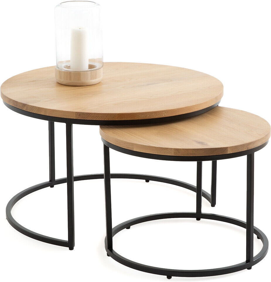 LA REDOUTE INTERIEURS Lot de 2 tables basses gigognes en chêne, HIBA