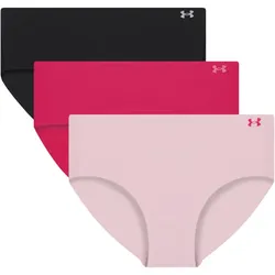 3er Pack UNDER ARMOUR Pure Stretch No-Show Solid Hipster Damen 650 - shaded fuchsia M
