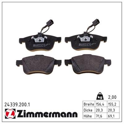ZIMMERMANN Bremsbelagsatz, Scheibenbremse 24339.200.1 Vorderachse für ALFA ROMEO