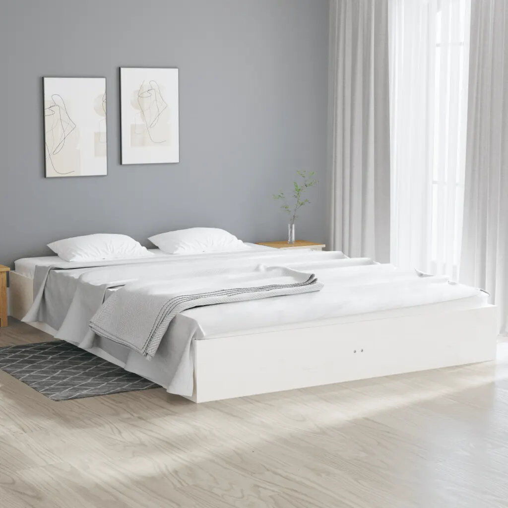 Latitude Run Husch European Kingsize Solid Wood Bed white Kingsize (5')