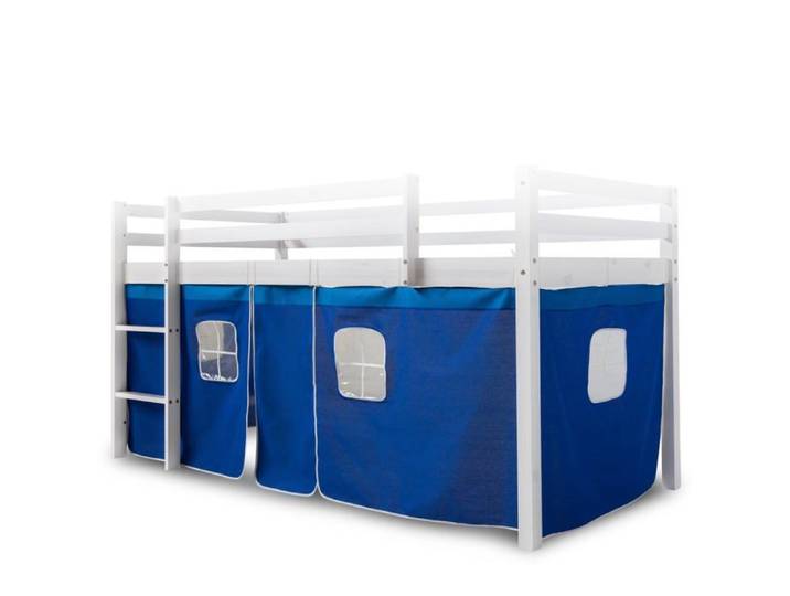 Toile rideau pour lit mezzanine ou sureleve en coton bleu APE06054