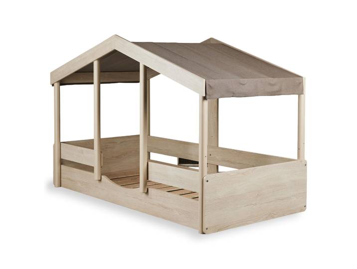 Hausbett Montessori mit Stoffdach