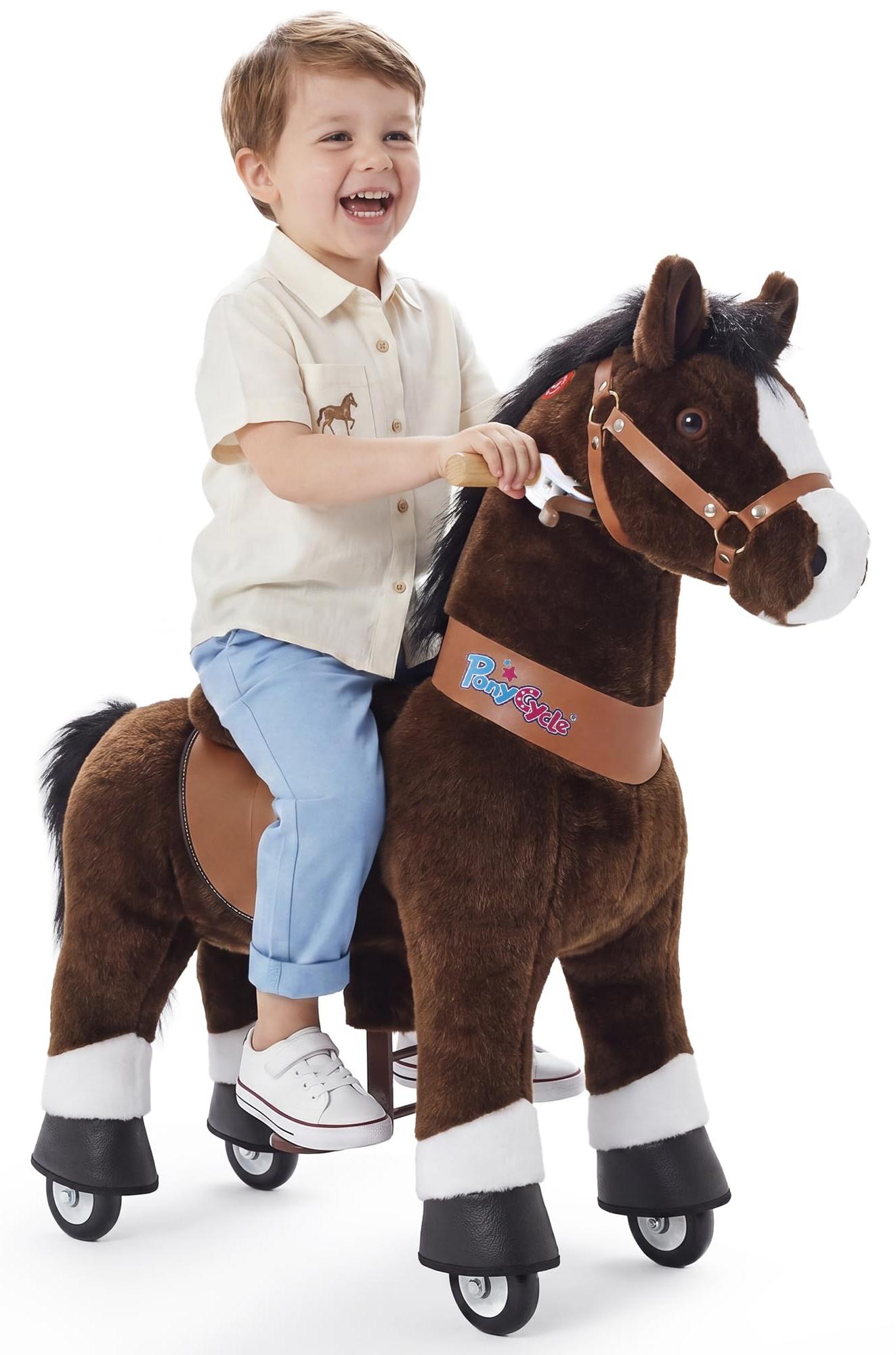 Reitpony-Scooter mit Bremse und Sound, 76 cm, Größe 3, Plüschtier