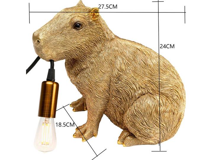 KARE Tischlampe Animal Capybara, messing / gold, für Wohn- / Esszimmer, Kunststoff, Modern, Tischlampe