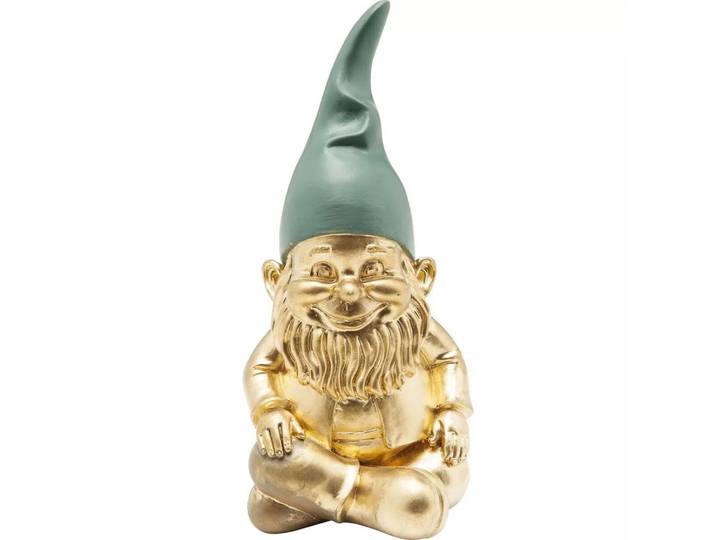 KARE Design - Deko Figur Zwerg Sitting Gold Grün 19cm, One Size