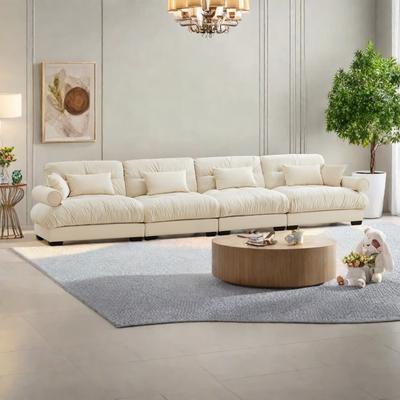 ZWYO HOSIMU "166"" Velvet 4-Seater Sofa with Bolster Armrests, High-Resilience Sponge Cushions"