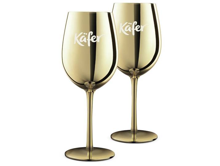Käfer Cocktailglas, Goldfarben, Glas, 2-teilig, 600 ml, mundgeblasen, Gläser, Cocktailgläser