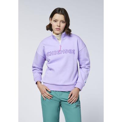 Sweater CHIEMSEE, Damen, Gr. XS (32), lavender, 80% Baumwolle, 20% Polyester, unifarben, comfort fit, ohne Ausschnitt, Rippbündchen, Sweatshirts Sweater, - mit kuschelig weich angerauter Innenseite
