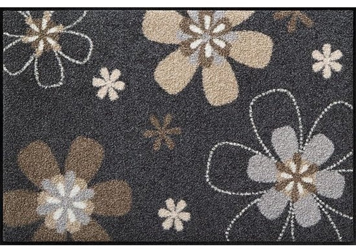 Wasbare voetmat met bloemenprint 50 x 75 cm - Vuilvangmat voor binnen en buiten
