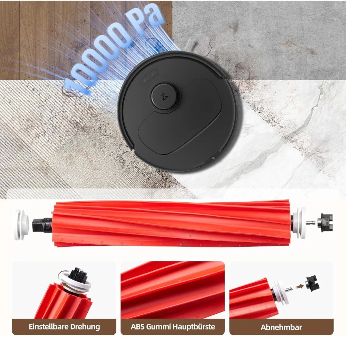 INF Hauptbürsten-Ersatzset x2 kompatibel mit Roborock Qrevo S Pro, QV 35A/35S, QR598, QR798 – ABS Silikon Rot