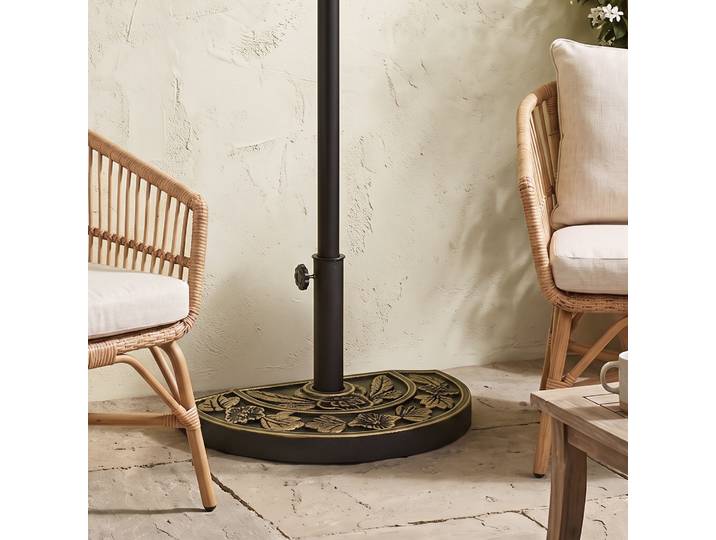 Outsunny Pied Parasol Demi-Cercle Résine Bronze