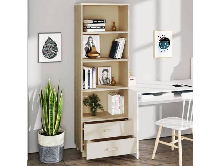 Meuble Rangement - HAOSHOP - Buffet HAMAR Marron miel 60x35x180 cm Bois massif de pin&01_30627