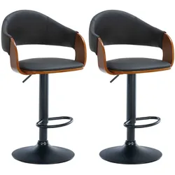 CLP 2er Set Barhocker Nilse Kunstleder schwarz - Farbe: walnuss/schwarz, Gestellmaterial: Metall matt schwarz