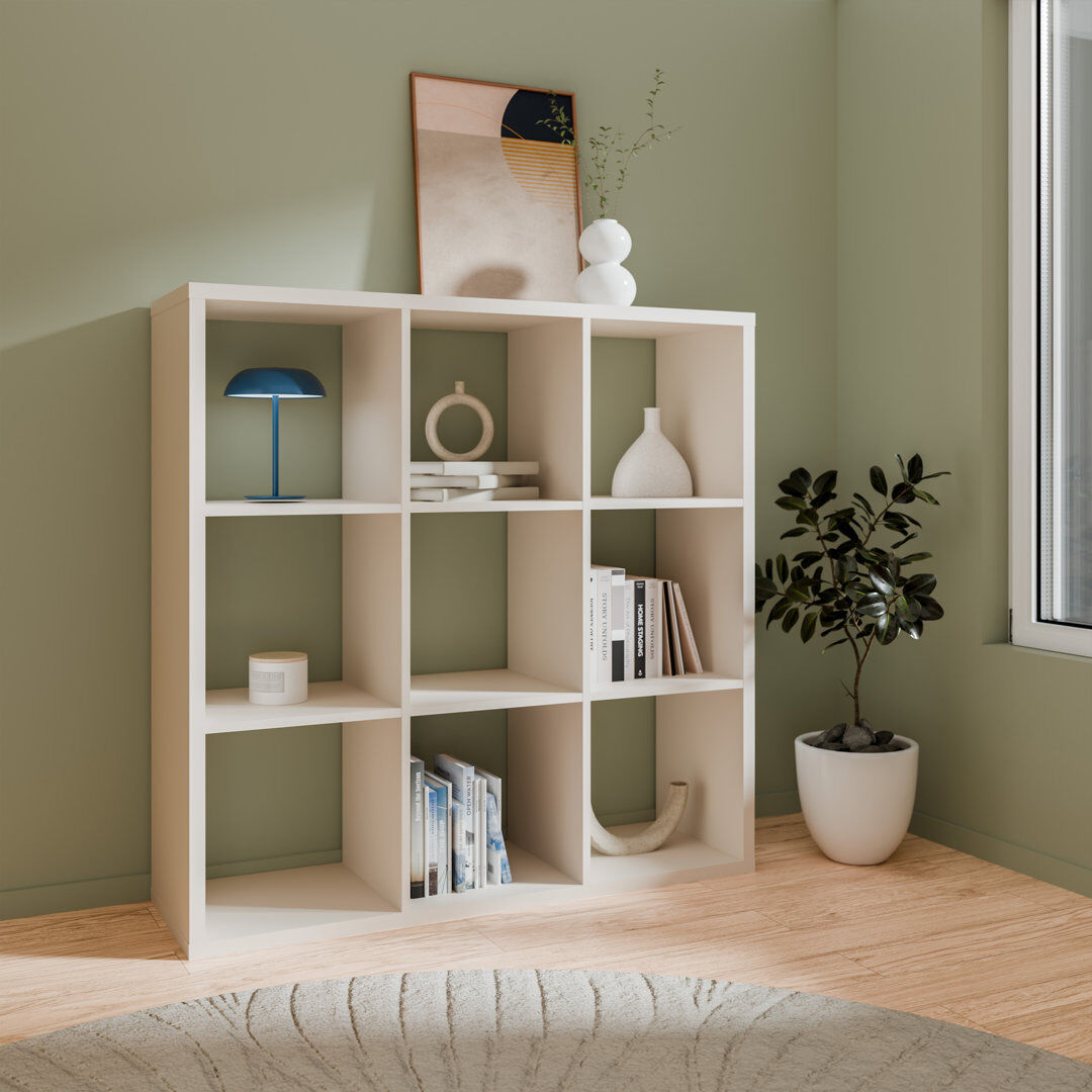 Ebern Designs Cube Bookcase Beige (9 Shelves) 107.3cm.H x 107.3cm.W x 107.3cm.D