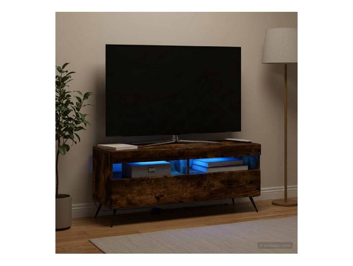 furnicato TV-Schrank LED TV Schrank Raucheiche (1-St) LED-beleuchtetes Lowboard mit umkehrbaren Türen für dein Wohnzimmer