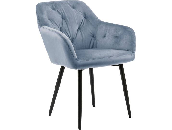 Esszimmerstuhl SALESFEVER Coventry Komfortabler Polstertuhl im eleganten Stil , grau (hellgrau, schwarz), B:61cm H:85cm T:45cm, 100% Polyester, Metall, Stühle, Esszimmerstuhl, Stilvoll mit eleganter Knopfheftung