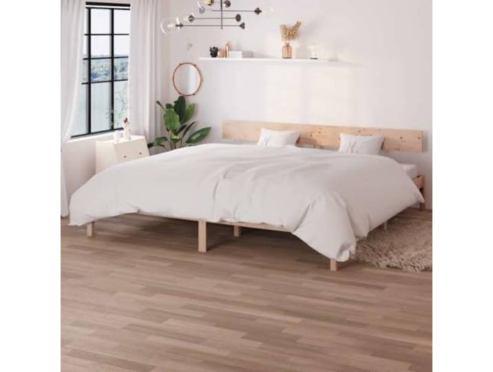 RJPLMFV Doppelbettgestell, 200 x 200 cm, Massivholz, Kiefer Ohne Matratze, klassisches Kopfteil, inklusive Latten, Design Lattenrost